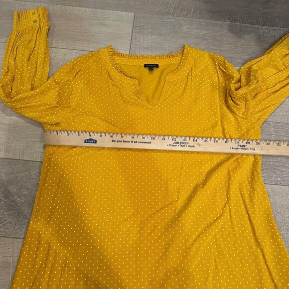 TALBOTS YELLOW POLKA DOT BLOUSE WOMENS LARGE - Picture 5 of 8